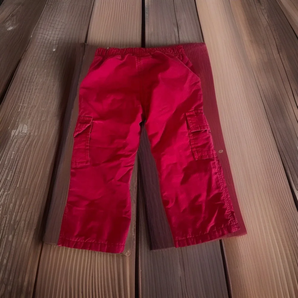 Gymboree Boys 12-18M Grizzly Lake Burgundy Jersey Lined Pull On‎ Cargo Pants